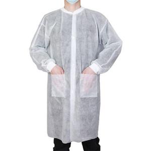 White Non Woven PP Lab Coat with two pockets